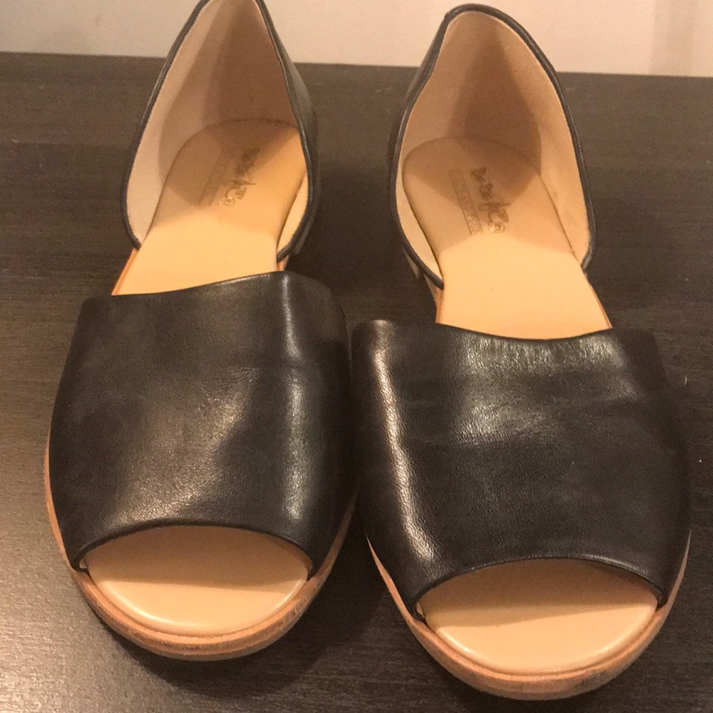 Leather open toed flats by Coach size 9